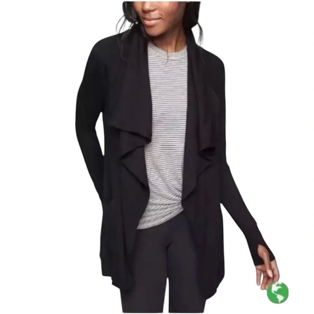 Athleta Studio Wrap Black Cardigan XL - Picture 3 of 16